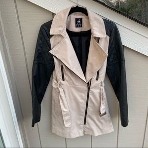 Atmosphere Leather Detail Trench Coat